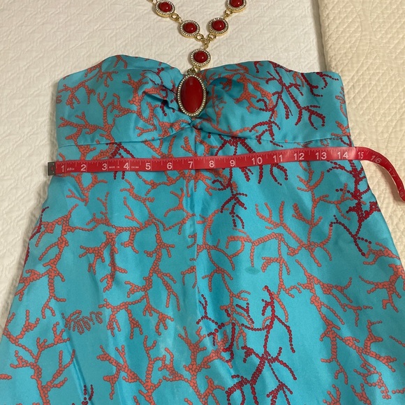 Lilly Pulitzer Rare vintage coral crazy silk dressy necklace dress sz 2 pretty - Picture 8 of 9